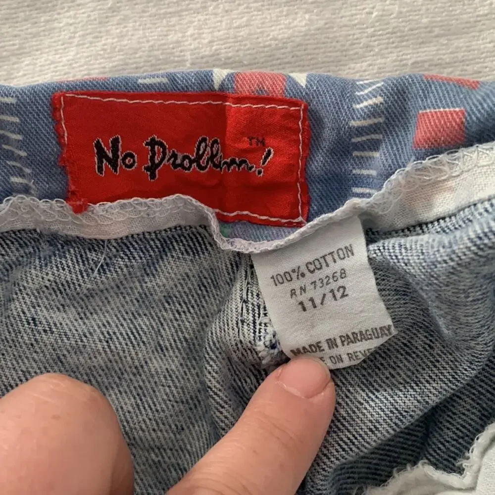 Vintage 80s no problem womens 26 small 11/12 fold over paper bag jeans acid wash